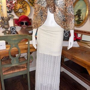 GUESS PREOWNED SZ XS MAXI LACE WHITE SKIRT side slit